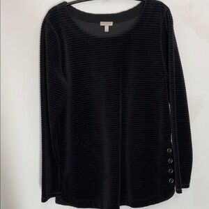 Talbots Black Textured Long Sleeve Top